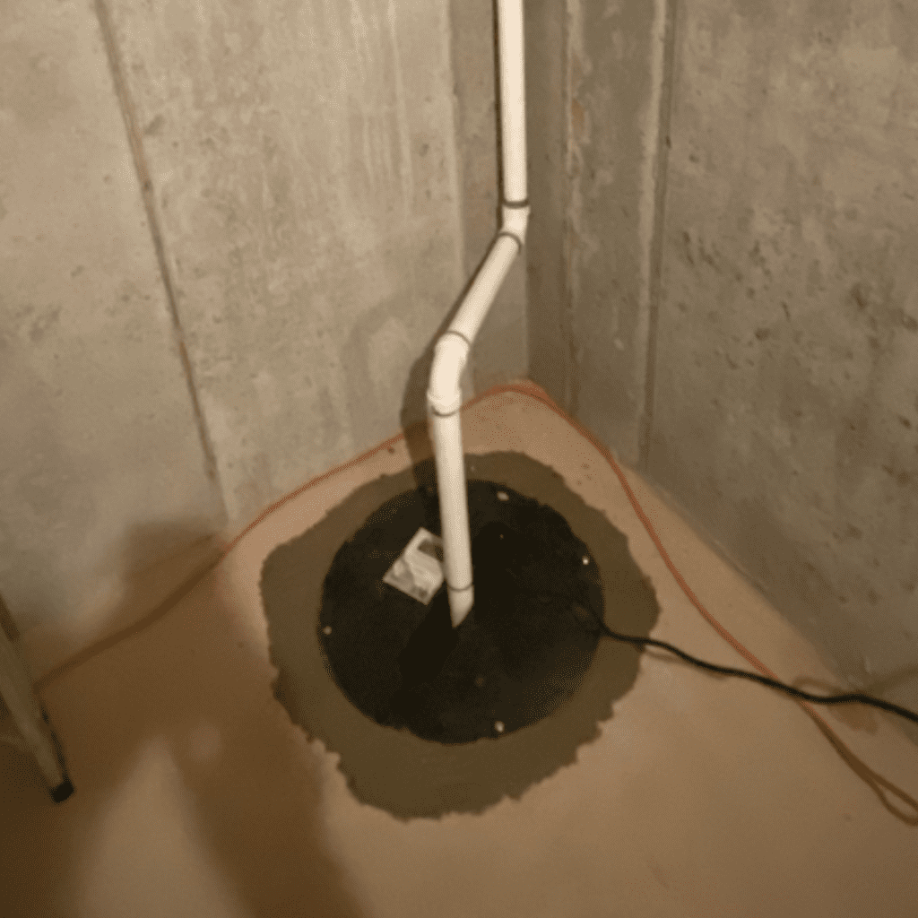 new sump pump installation